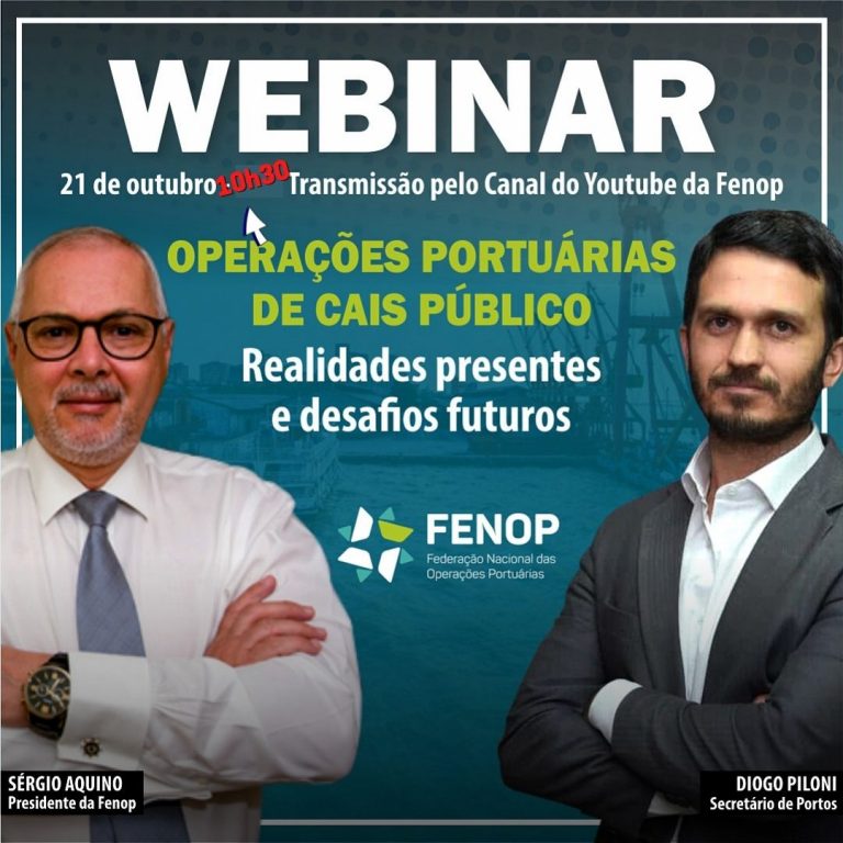 Read more about the article FENOP realiza nesta quinta Webinar sobre Operações Portuárias de Cais Público, com Diogo Piloni